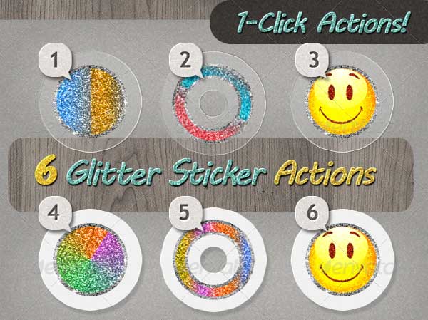 Glitter Sticker Photoshop Actions