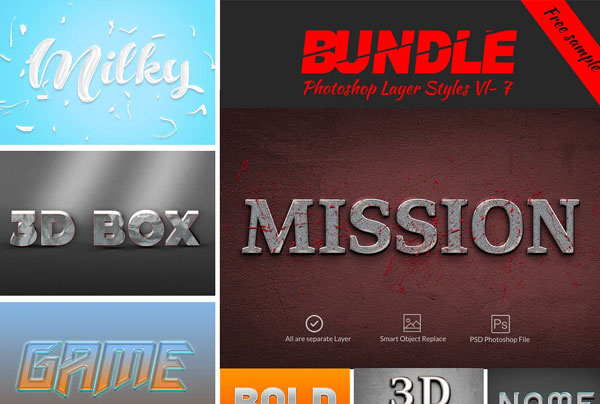 Glossy 3D Bundle Photoshop Text Layer Style