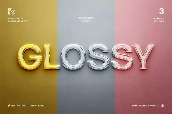 Glossy 3D Text Photoshop Actions