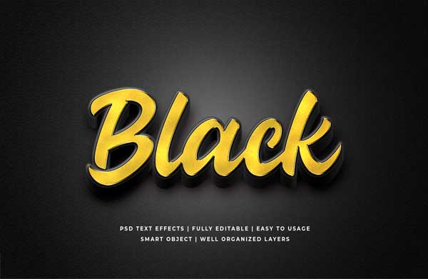 Glossy 3d Black Bold Text Style Effect