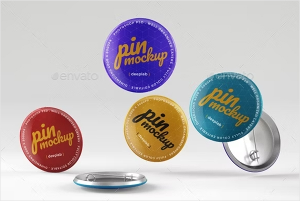 Glossy Button Pin Mockup Set