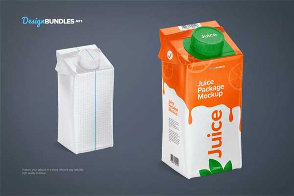 Glossy Juice Carton Package Mockup