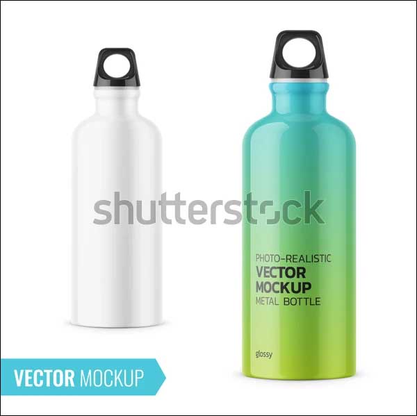 Glossy Metal Water Bottle Mockup