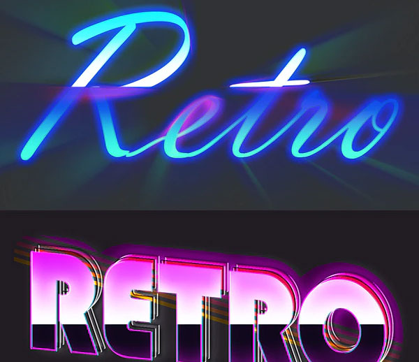 Glossy Retro Style Text Actions