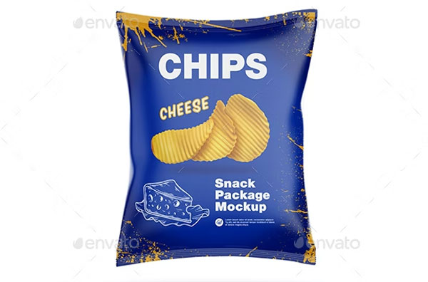 Glossy Snack Package Chips Mockup