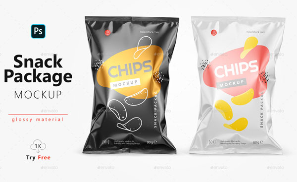 Glossy Snack Package Mockup