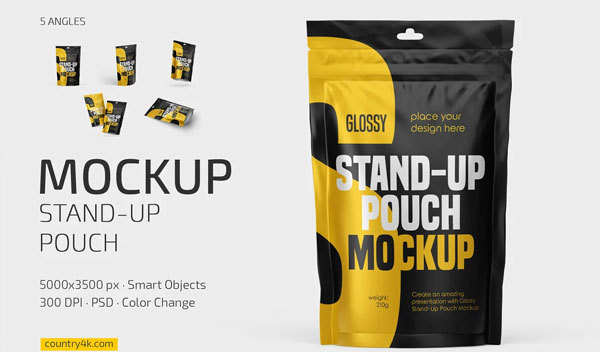 Glossy Standup Pouch Mockup Set