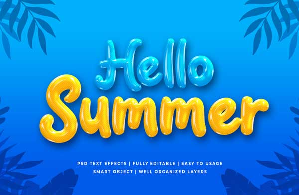 Glossy Summer Day 3d Text Style Effect