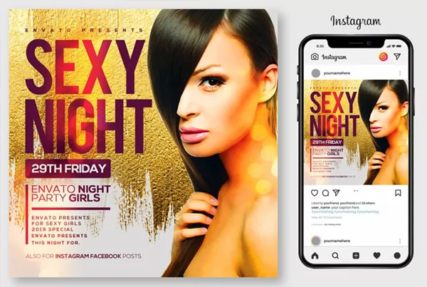 Glow Dark Night Flyer Template