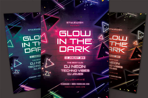 Glow Dark Party Flyer Template