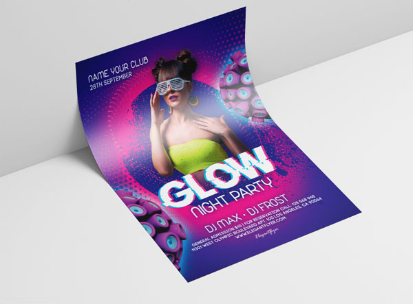 Glow Night Party Event – Free PSD Flyer Template