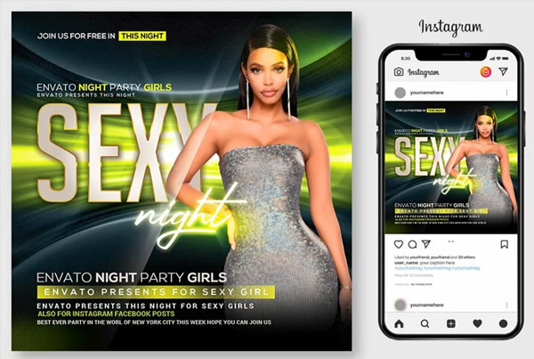 Glow Night Party Flyer Template