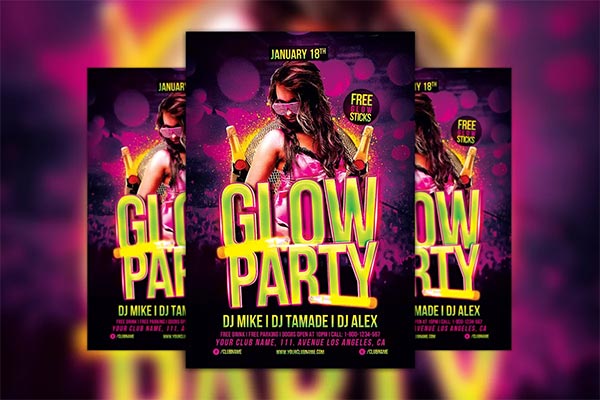Glow Party Flyer Template Design