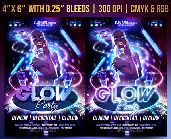 Glow Party Flyer Template Designs