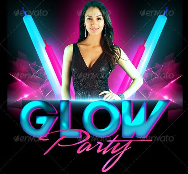 Glow Party Flyer Template PSD Design