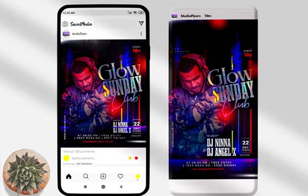 Glow Sunday Party Instagram Flyer Download