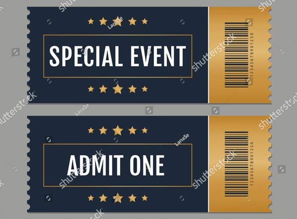 Gold Admit Event Ticket Design