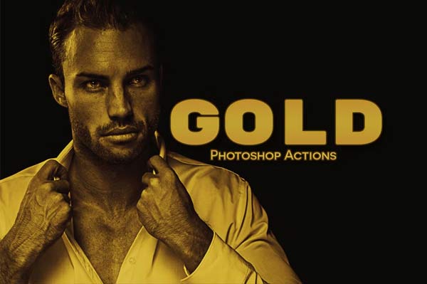 Gold Effect Photoshop Actions Editable Template