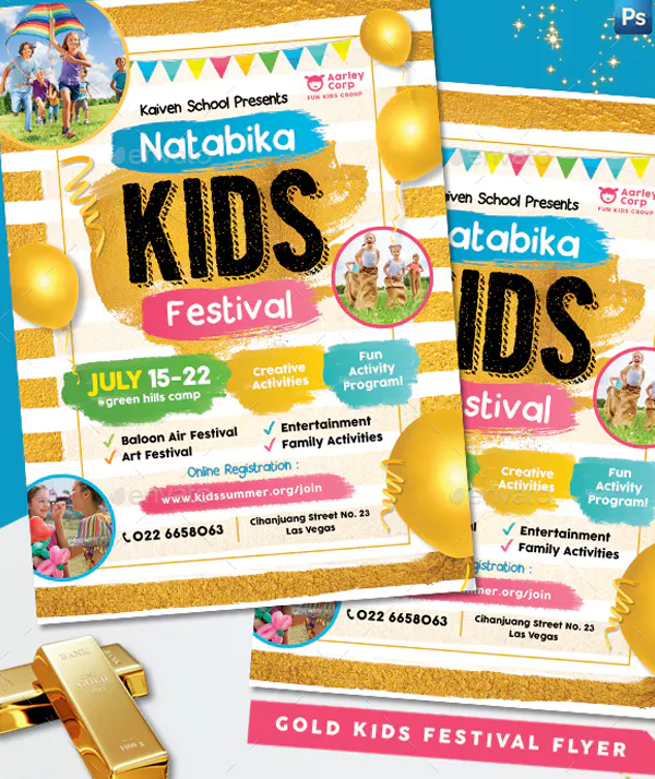 Gold Kids Festival Flyer Template