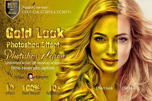 Gold Look Photoshop Effect Actions Template