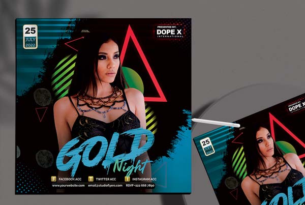 Gold Night Event Free PSD Flyer Template
