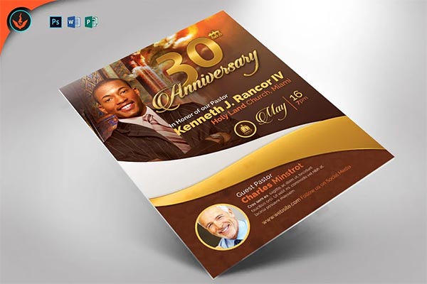 Gold Pastor’s Anniversary Flyer
