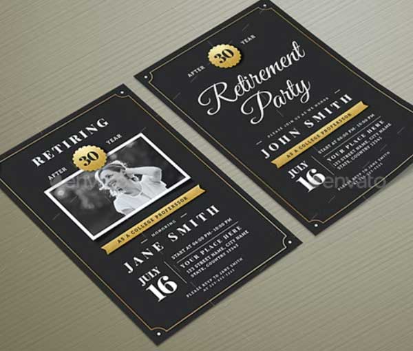 Gold Retirement Invitation and Flyer Template