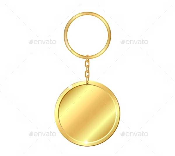 Golden Keychain Circle Shape