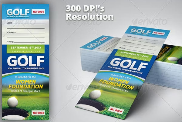 Golf Event Banner And Ticket Template