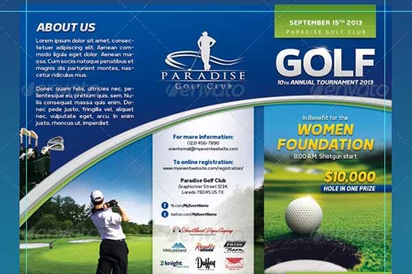 Golf Event Trifold Brochure Template