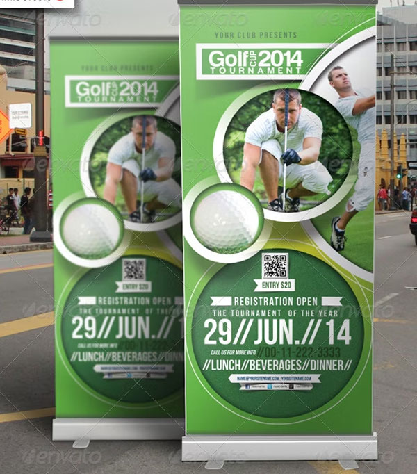Golf Tournament Promotion Rollup Banner Templates