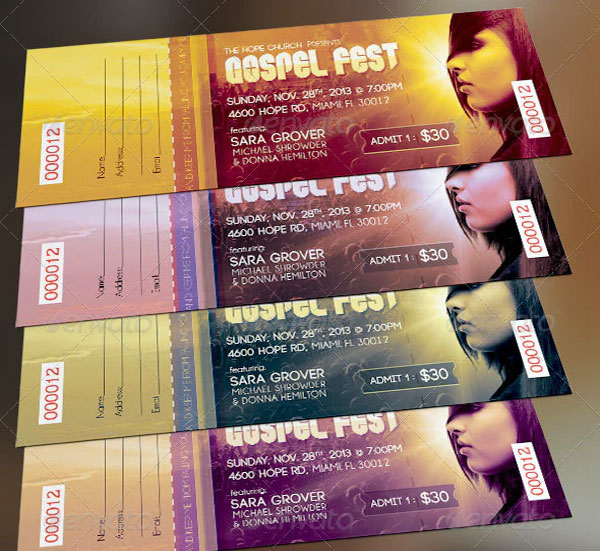 Gospel Fest Charity Concert Ticket Template