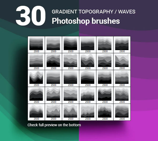 Gradient Layered Waves Photoshop Brushes