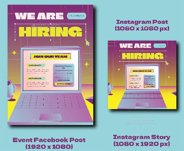 Gradient We Are Hiring Flyer Set