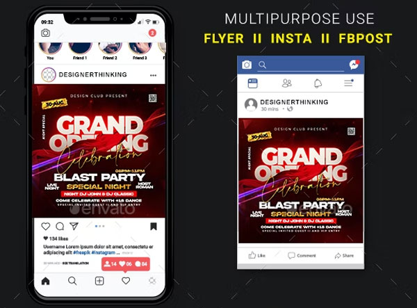 Grand Opening Celebration Instagram Flyer Template