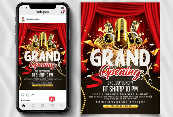 Grand Opening Ceremony Flyer And Instagram Banner
