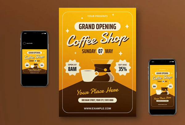 Grand Opening Coffee Flyer Set