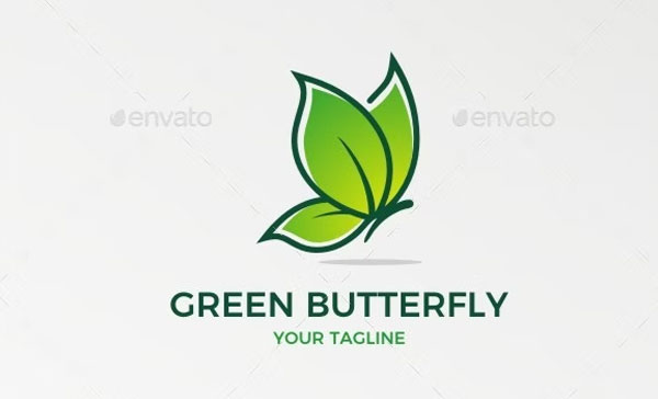 Green Butterfly Logo Template