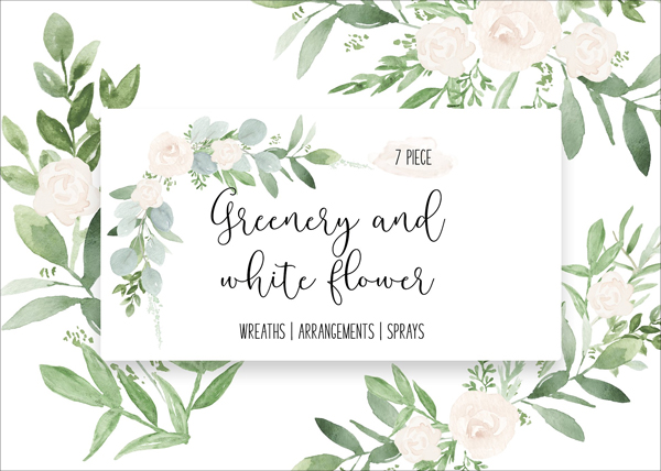 Greenery and White Watercolor Wedding Invitation