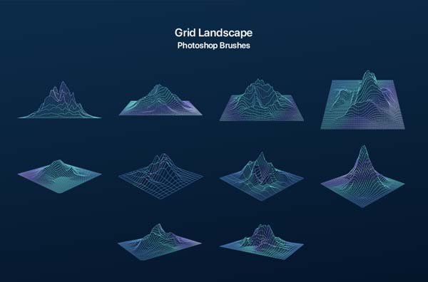 Grid Landscape Geometry Photoshop Brushes Set