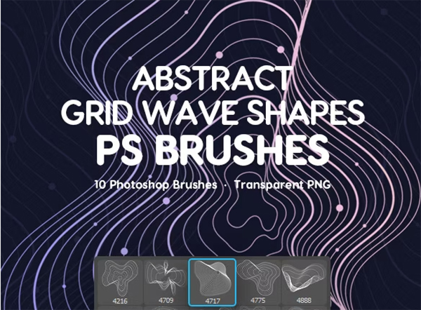 Grid Wave Shapes Photoshop Brushes
