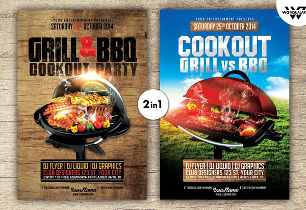 Grill BBQ COOKOUT Flyer Template