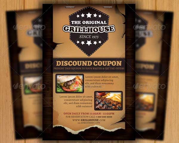 Grill Restaurant Coupon Flyer