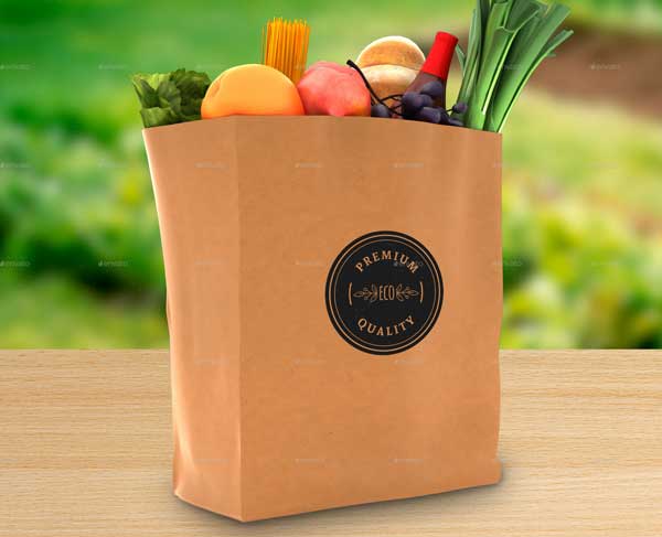 Grocery Paper Bag Logo Mockup Template