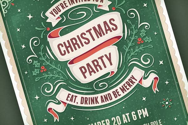 Grunge Christmas Party Invitation Templates