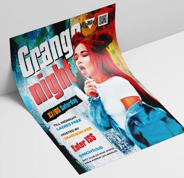 Grunge Late Night Free Flyer PSD Template