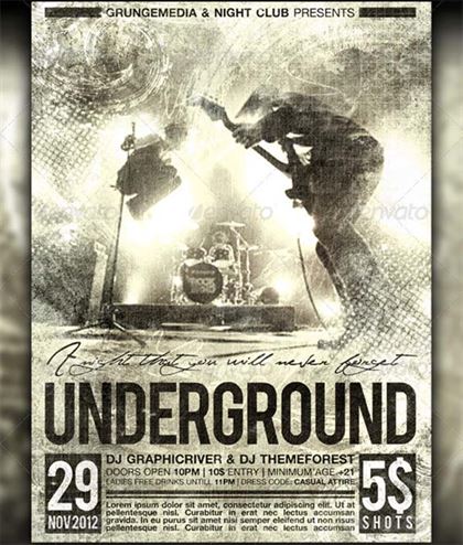 Grunge Party & Concert Poster Template