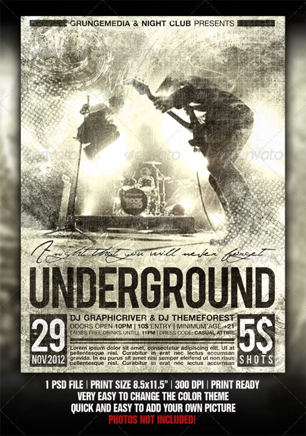 Grunge Party & Concert Poster Template
