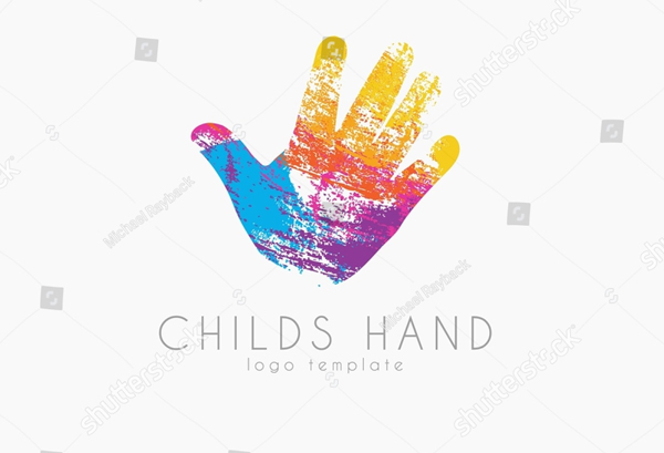 Grunge Style Child's Hand Logo Template