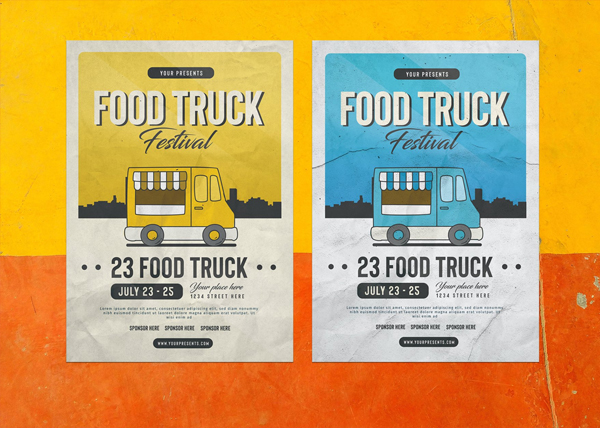 Grunge Style Food Truck Flyer Design